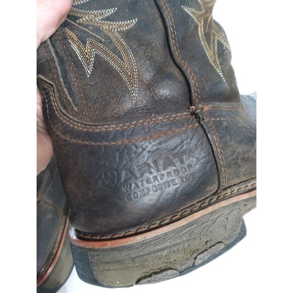 Ariat Men's Workhog Boots leather composite toe Waterproof size 11 Used - Picture 8 of 8